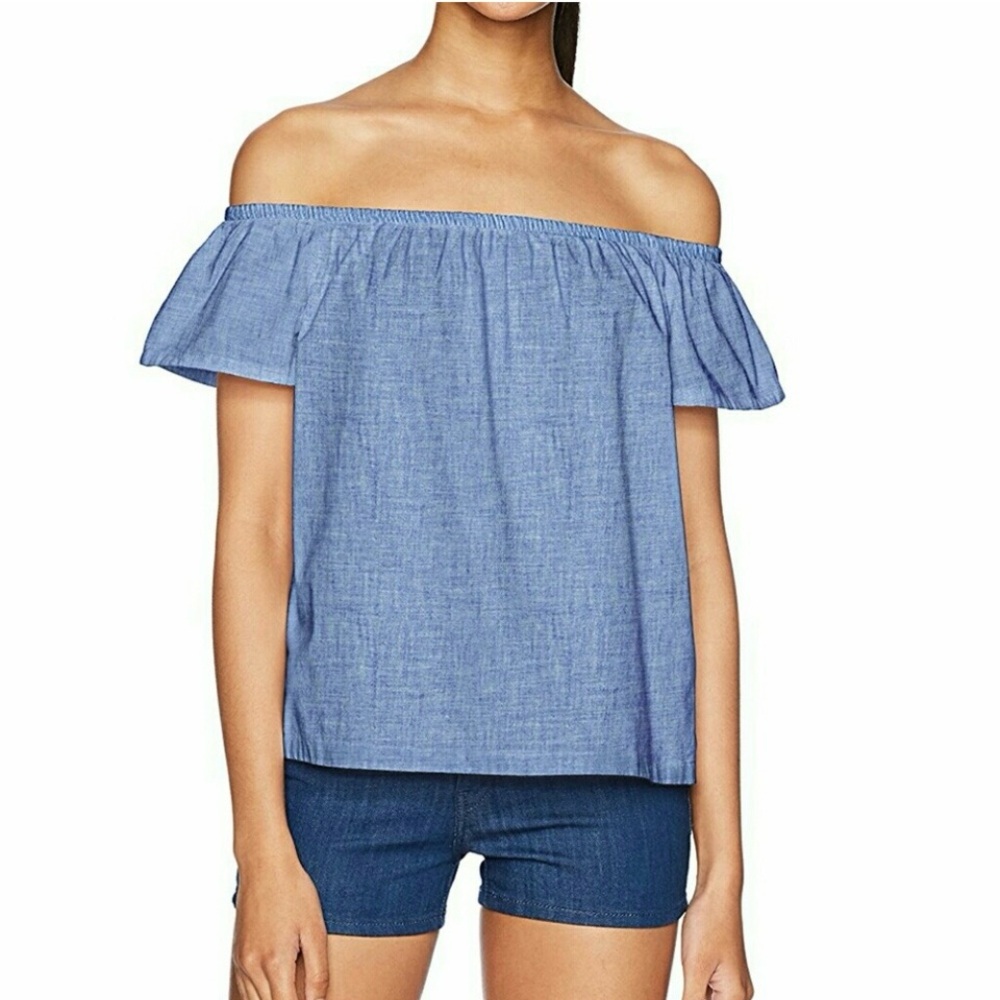 Levi's Off The Shoulder Top Chambray Size Medium